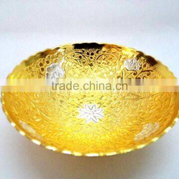 New Design Gold and Silver Plated Brass Bowl With Embossing Designs photo-2