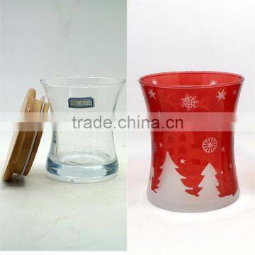 Unique Shape Clear Glass Container With Wooden Lids Glass Candle Jar photo-5