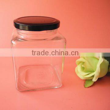Buttom Price Smooth Square Chili Sauce Glass Jar With Black Lid photo-2