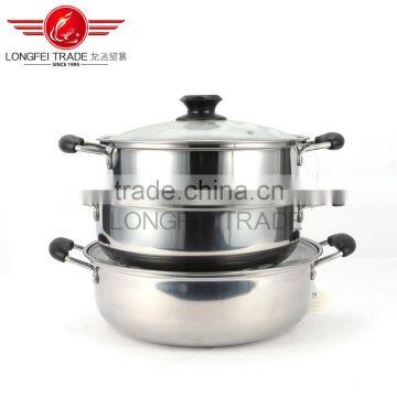 High quality 3pcs stainless steel pots set with glass cover