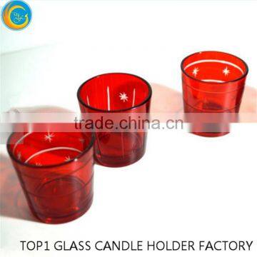 Red Glass Tea Light Holde photo-3