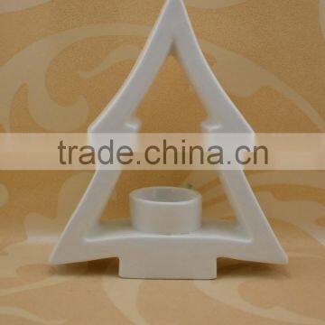 hand made ceramic tealight candle holder with tree shape