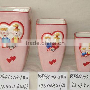 ceramic flower pot with heart shape for valentine