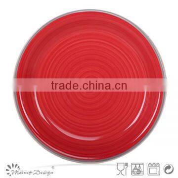 Colorful Handprinting Ceramic Round Plate Cheap Stoneware Dinner Plate photo-2