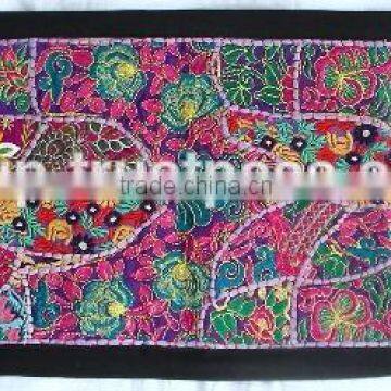 Rare Vintage Recycled Indian Textile Tapestry Fabric - - Indian Handcrafted Table Cover Cum Runner photo-3