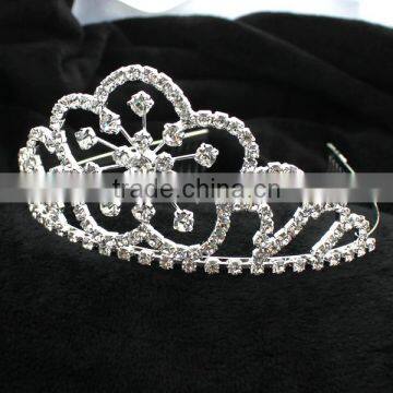 H172-020 Floral Crystal Silver Tiara Flower Tiaras Silver Hair Accessories photo-2