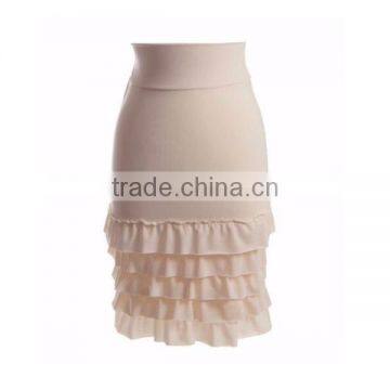 Cheap Custom New Style Fashion Design Cream Ruffle Tiered Polyester Extender For Women Ladies Skirt