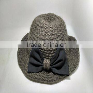 Korean Big Bow Winter Knitting Wool Hat Outdoor Leisure Hat photo-5