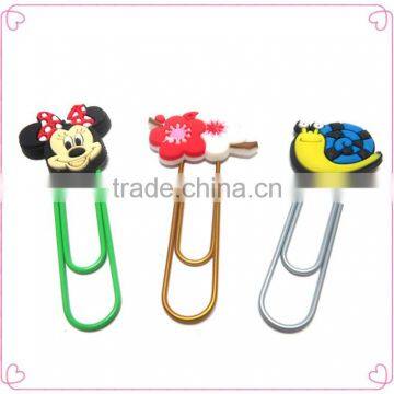 Beautiful customized logo shaped paper clip soft PVC bookmark