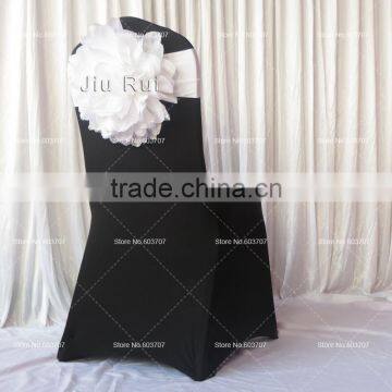 Taffeta Big White Flower Chair Sash For Wedding Luxurious Style High Spandex Double Lycra Bands For Party/Banquet photo-4
