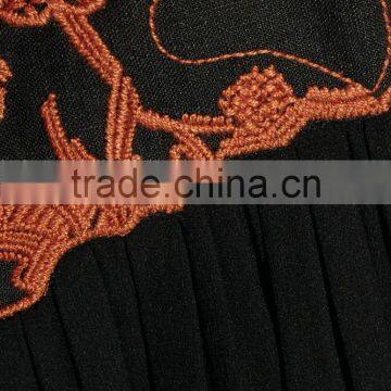 New Style Bohemian Floral Embroidery Design Embroidered Linen And Silk-Chiffon Long Billowy Sleeves Mini Dress 2017 HSD5908 photo-6