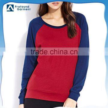 Guangzhou manufacturer OEM raglan sleeve plain sweatshirts women clothing