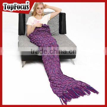 Factory Supplier knitted wool handmade mermaid blanket