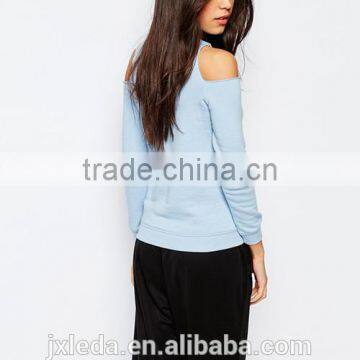 2016 Fashion Ladies Summer Crew Neck Cold Shoulder Sweatshirts photo-4