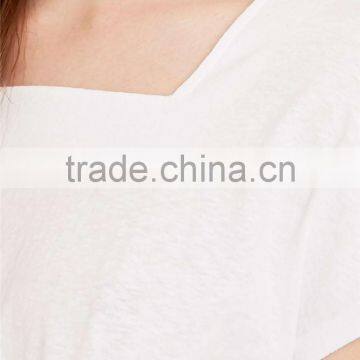 Square Neck Plain t Shirt Without Collar Blank White t Shirt photo-3