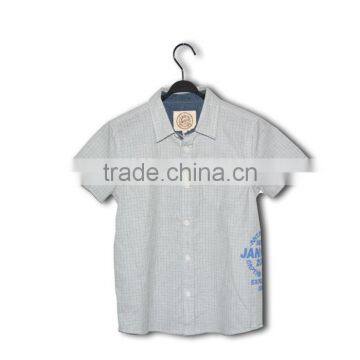 boys green-white check short sleeve casual shirt