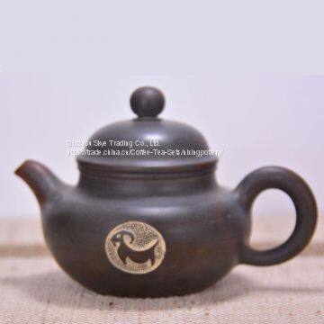 Ceramic Pottery Pure Hand Carving Tea Pot Guanmao Shape Tea Pot