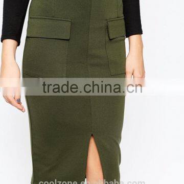 High Waist Long Skirt With Pocket Front Split Pencil Skirt photo-4
