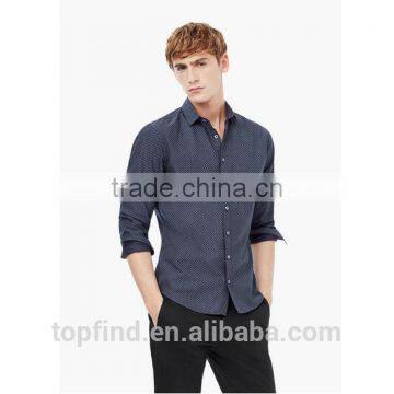 Spots Print Classic Collar White Button Slim Fit Fashionable Casual Men's Shirt for 2016