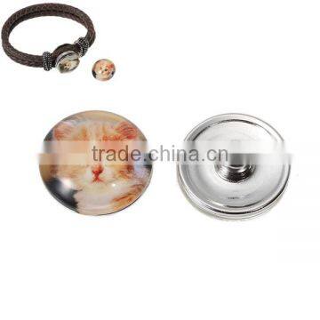 18mm Glass Fit Snap Button Bracelets Round Silver Tone At Random Cat Pattern photo-3