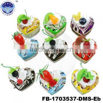 Heart-shaped Mousse fruit cake 0simulated food Fridge magnets