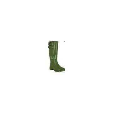 Waterproof Rubber Rain Boot , Green 2 Buckle Size 10 1 Inch Heel