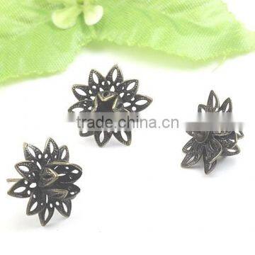 Antique Bronze Flower Buds Blank Base Ear Studs For Earrings DIY