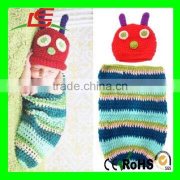 Foxnovo Cute Caterpillar Style Baby Infant Newborn plush Beanie Hat Clothes Baby Photograph Props