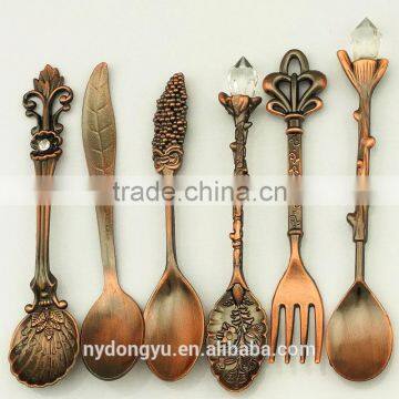 rose vintage palm tree coffee spoon /hy zinc alloy creative ice cream spoon and fork /fancy dessert spoon dinnerware