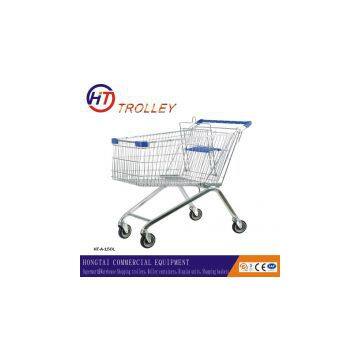 Supermarket shopping trolley cart on four wheels wholesale