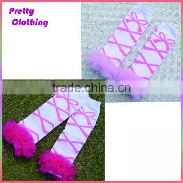 Wholesale chiffon ruffle leg warmer gift sets bowknot prints solid color baby leg warmers