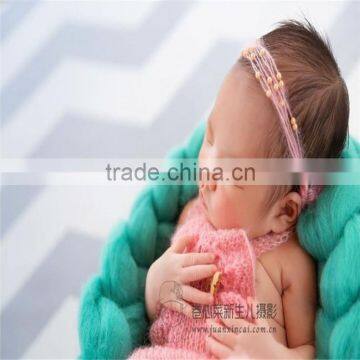 Newborn girl knit mohair romper onesie Knit lace romperand headband set crochet mohair hooded voerall Newborn photography props