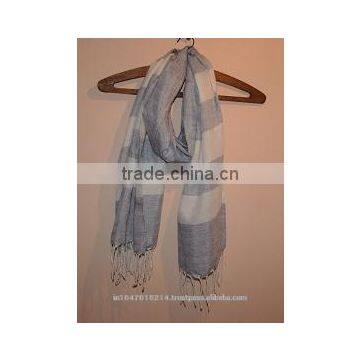 Scarf Using Indigo Cotton & White Viscose photo-2