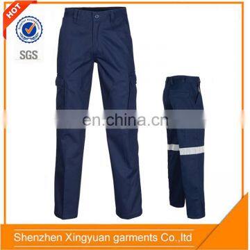 Men's 100%Cotton Drill Cargo Work Trousers With Reflective Tapes