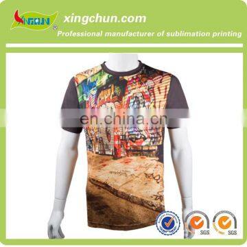 Round Neck 100% Polyester Wholesale Customize Scrawl Dye Sublimation Printing Tee Shirts photo-3