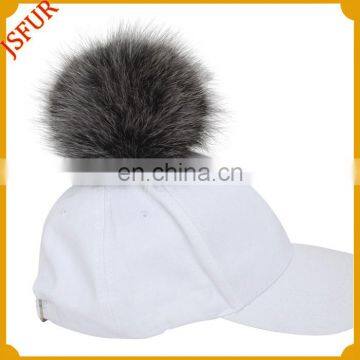 Unisex Cap Top Quality Fox Fur Ball White Cap And Hat