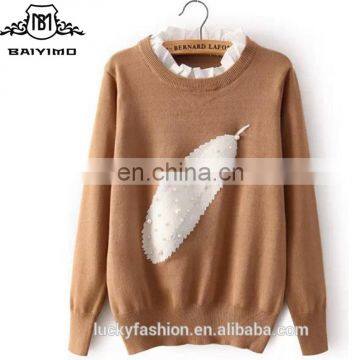 2016 Winter Women embroidered fabric sweater