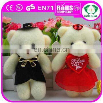 HI CE Cute Valentine mini stuffed animel teddy bear key chain, small plush toys wholesale