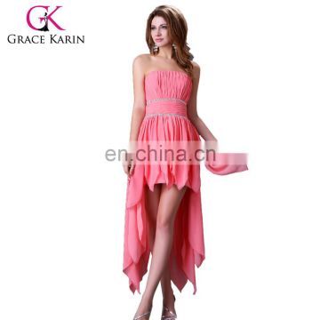 Grace karin Short Front and Long Back Pink and Purple Chiffon Cheap Cocktail Dress CL4094-2#