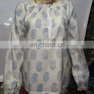 Online shop_Hand block printed Indian cotton Tunics/Blouse_new designer Indian caftan_sell wholesale