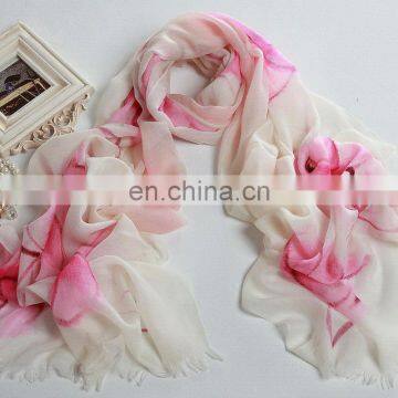 Peony flower printed cashmere scarf shawl