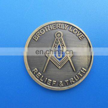 vintage engraved Masonic metal coin