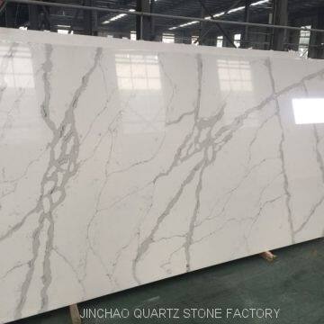 Artificial calacatta white quartz stone slabs