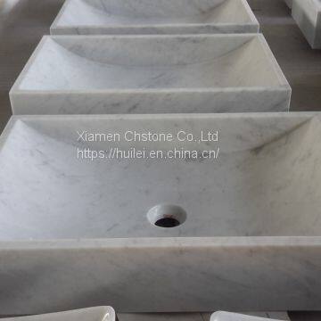 Carrara White Marble Pedestal Sinks,White Marble Wash Basins, Nature Stone Bathroom Sinks