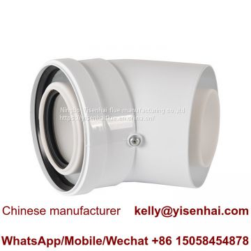 Alibaba 45degree Coaxial flue bend/elbow 90 Degree Elbow/Bend/Chimney Flues for Gas Boilers