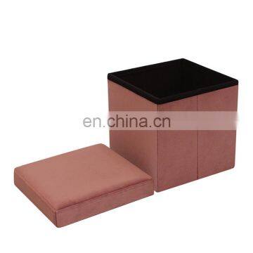 Reatai high quality cube square Linen fabric foldable ottoman storage box for house