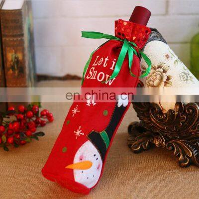 2020 Snowman Party Ornament Champagne Red Wine Bottle Covers Bag for Christmas Decor Home Navidad photo-5
