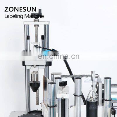 ZONESUN ZS-TB300W Hexagonal Jar Rotary Commercial Semi Automatic Sticker Labeling Machine For Square Cosmetics Glass Bottles photo-4