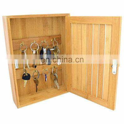 Bamboo Wall Mounted Key Box & Brackets Cupboard Hooks Holder Storage Cabinet