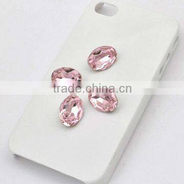 mobile phone case accessories 14X10mm Oval pink rhinestone